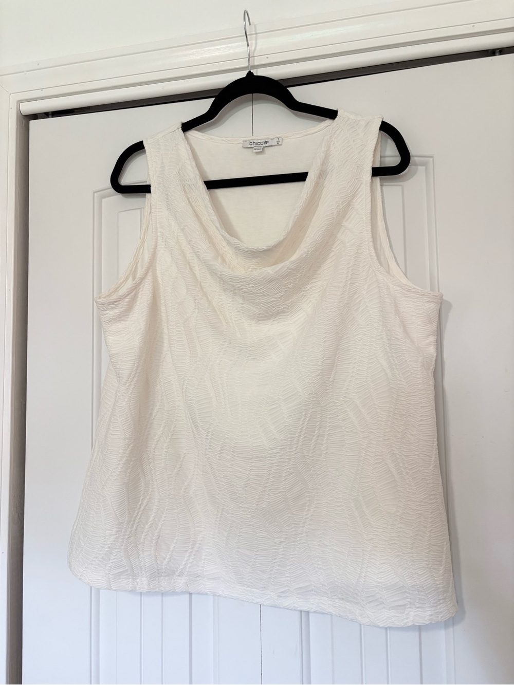 NWOT Chico's Cream Textured Sleeveless Cowl Neck Top